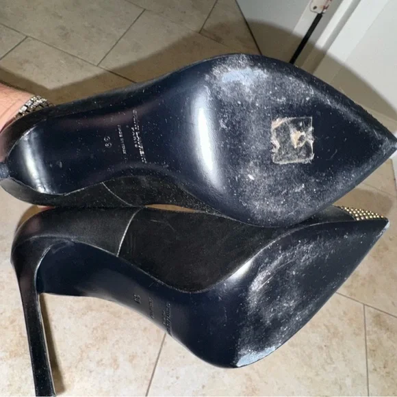 Saint Laurent Black Gold Studded Heels Leather Pumps Size 39 / US 8.5 - Picture 4 of 4